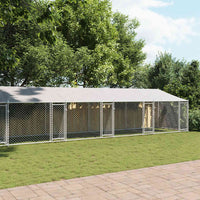 Gabbia Cani con Tetto e Porte Grigia 12x2x2 m Acciaio Zincato 3209567