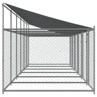 Gabbia per cani con tetto/porte 12 x 2 x 2 m acciaio zincato grigio 02_0041638
