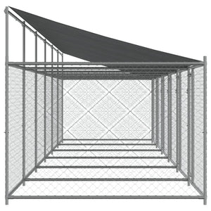 Gabbia per cani con tetto/porte 12 x 2 x 2 m acciaio zincato grigio 02_0041638