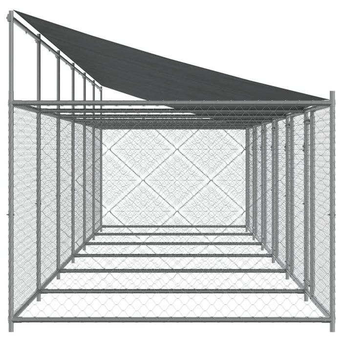 Gabbia per cani con tetto/porte 12 x 2 x 2 m acciaio zincato grigio 02_0041638