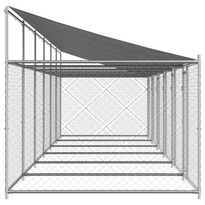 Gabbia Cani con Tetto e Porte Grigia 12x2x2 m Acciaio Zincato 3209567