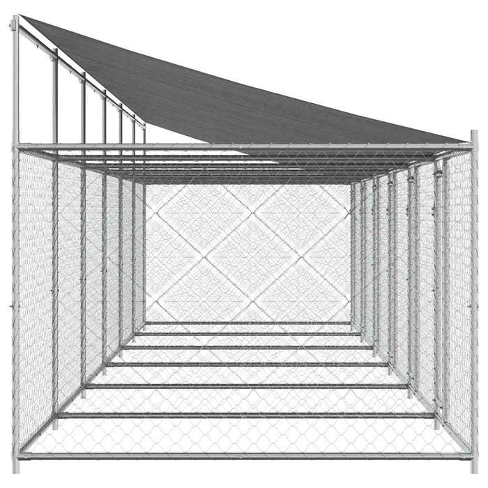 Gabbia Cani con Tetto e Porte Grigia 12x2x2 m Acciaio Zincato 3209567
