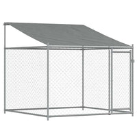 Gabbia Cani con Tetto e Porte Grigia 12x2x2 m Acciaio Zincato