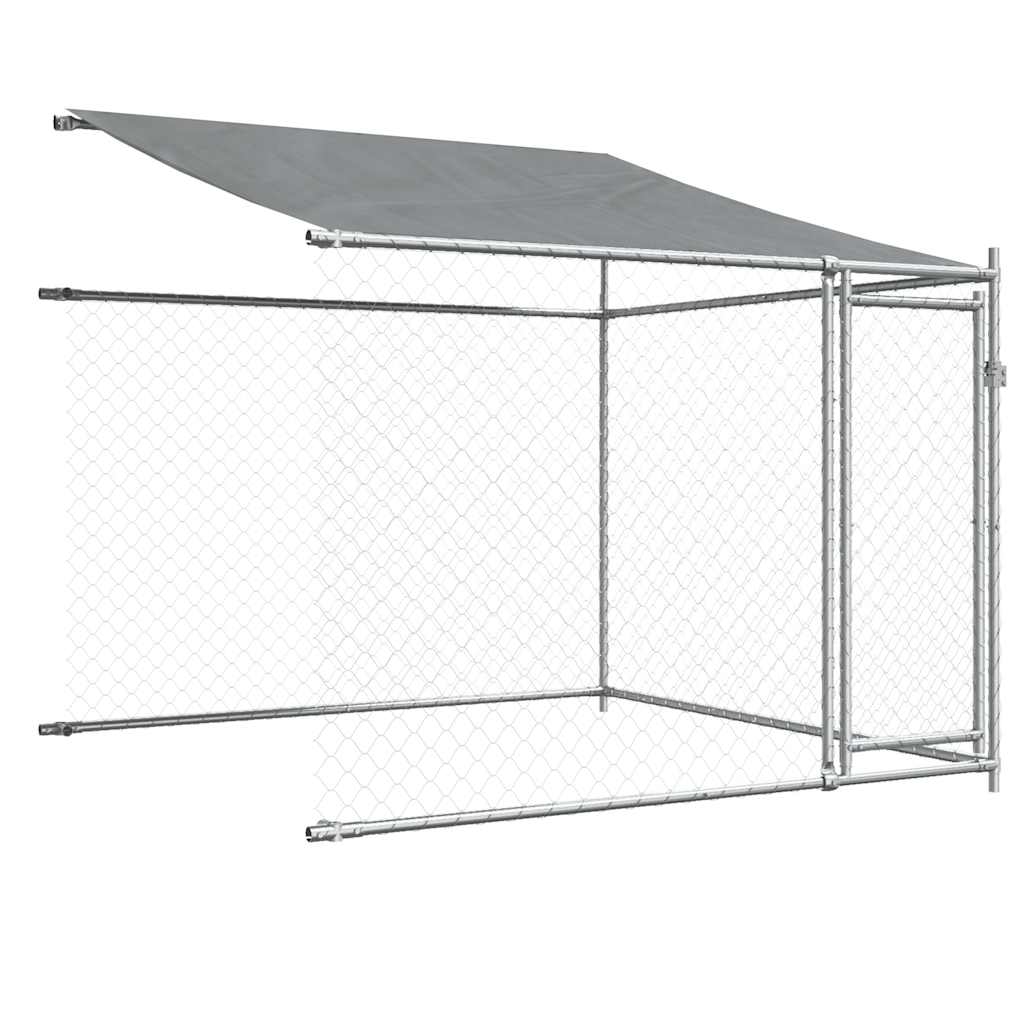 Gabbia Cani con Tetto e Porte Grigia 12x2x2 m Acciaio Zincato 3209567