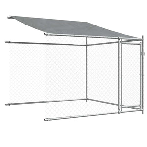 Gabbia Cani con Tetto e Porte Grigia 12x2x2 m Acciaio Zincato 3209567