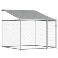 Gabbia Cani con Tetto e Porte Grigia 12x2x2 m Acciaio Zincato 3209567