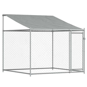 Gabbia Cani con Tetto e Porte Grigia 12x2x2 m Acciaio Zincato 3209567