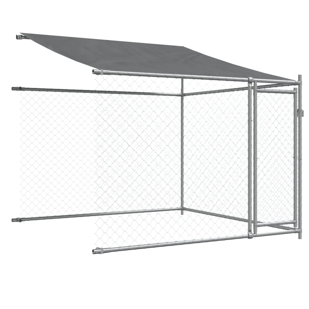 Gabbia per cani con tetto/porte 12 x 2 x 2 m acciaio zincato grigio 02_0041638
