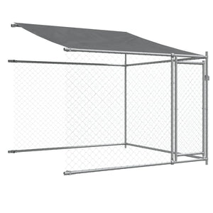 Gabbia per cani con tetto/porte 12 x 2 x 2 m acciaio zincato grigio 02_0041638