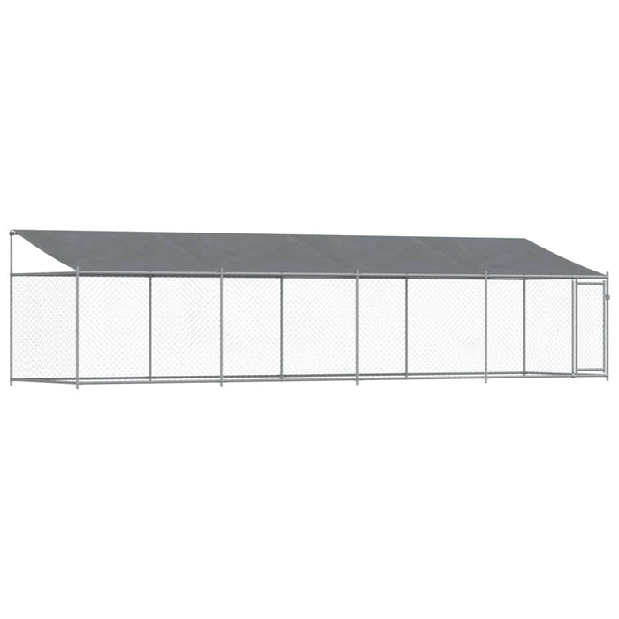 Gabbia Cani con Tetto e Porta Grigia 8x2x2 m in Acciaio Zincatocod mxl 134866