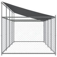 Gabbia per cani con tetto e porta 8 x 2 x 2 m in acciaio zincato grigio 02_0041633