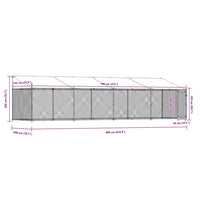 Gabbia Cani con Tetto e Porta Grigia 8x2x2 m in Acciaio Zincato 3209570