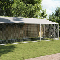 Gabbia Cani con Tetto e Porta Grigia 8x2x2 m in Acciaio Zincatocod mxl 134866
