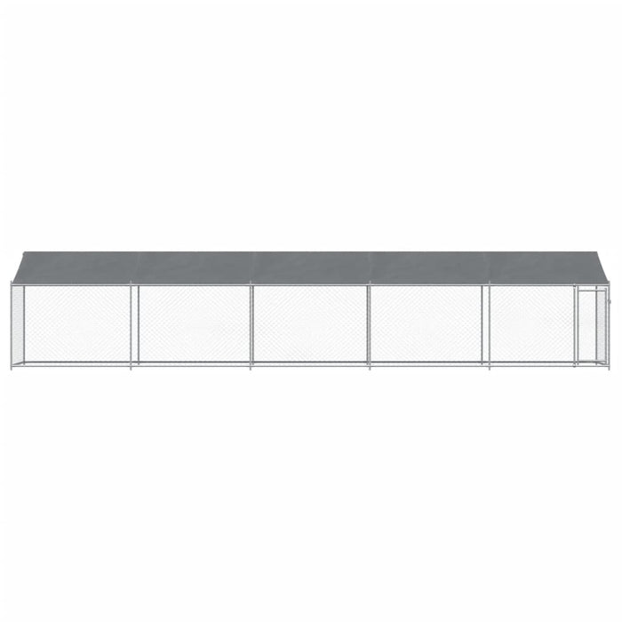 Gabbia per cani con tetto e porta 10 x 2 x 2 m in acciaio zincato grigio 02_0041628