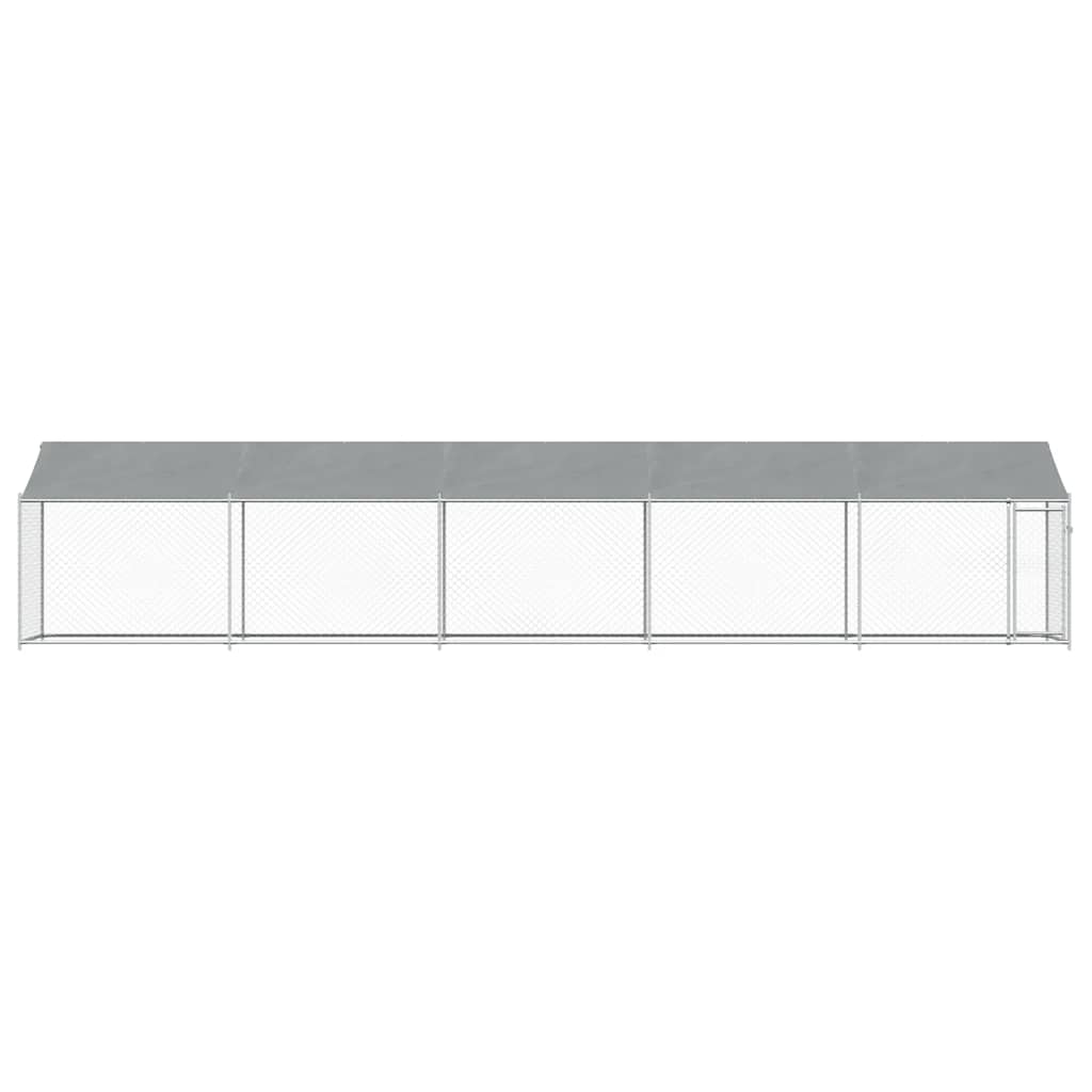 Gabbia Cani con Tetto e Porta Grigia 10x2x2 m Acciaio Zincato 3209571