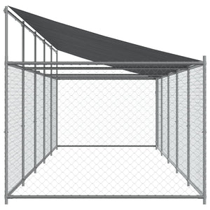 Gabbia per cani con tetto e porta 10 x 2 x 2 m in acciaio zincato grigio 02_0041628