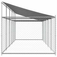 Gabbia Cani con Tetto e Porta Grigia 10x2x2 m Acciaio Zincato 3209571