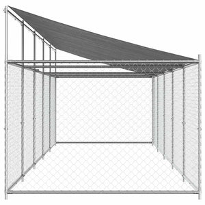 Gabbia Cani con Tetto e Porta Grigia 10x2x2 m Acciaio Zincato 3209571