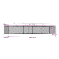 Gabbia Cani con Tetto e Porta Grigia 10x2x2 m Acciaio Zincato 3209571
