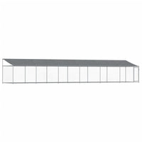 Gabbia per cani con tetto e porta 12 x 2 x 2 m in acciaio zincato grigio 02_0041629