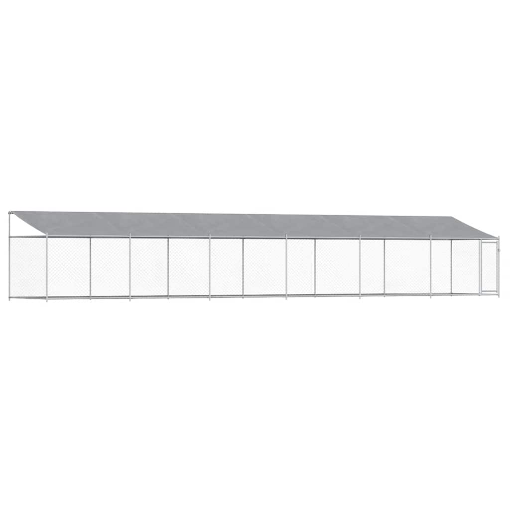 Gabbia Cani con Tetto e Porta Grigia 12x2x2 m Acciaio Zincato 3209572