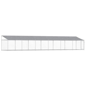 Gabbia Cani con Tetto e Porta Grigia 12x2x2 m Acciaio Zincato 3209572