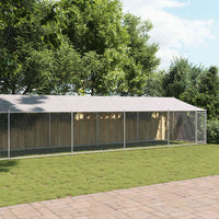 Gabbia Cani con Tetto e Porta Grigia 12x2x2 m Acciaio Zincato 3209572