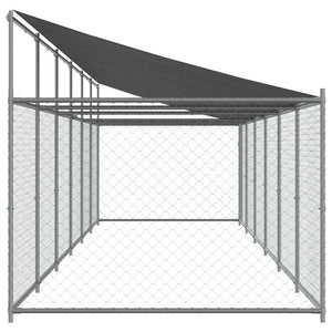 Gabbia per cani con tetto e porta 12 x 2 x 2 m in acciaio zincato grigio 02_0041629