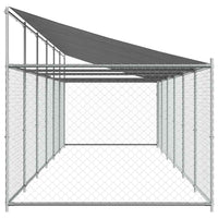 Gabbia Cani con Tetto e Porta Grigia 12x2x2 m Acciaio Zincato 3209572