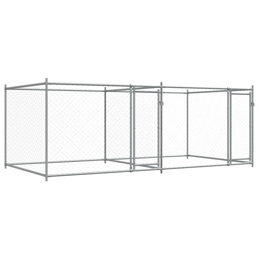 Gabbia per cani con porte 4 x 2 x 1,5 m acciaio zincato grigio 02_0041624