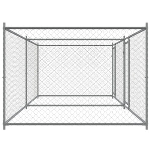 Gabbia per cani con porte 4 x 2 x 1,5 m acciaio zincato grigio 02_0041624