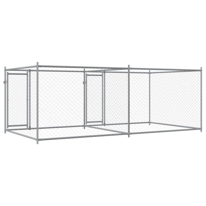 Gabbia per cani con porte 4 x 2 x 1,5 m acciaio zincato grigio 02_0041624