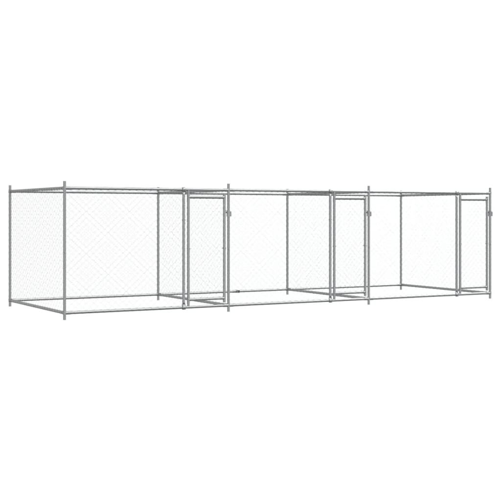 Gabbia per cani con porte 6 x 2 x 1,5 m acciaio zincato grigio 02_0041625