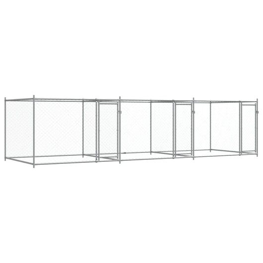 Gabbia per Cani con Porte Grigia 6x2x1,5 m in Acciaio Zincatocod mxl 86883