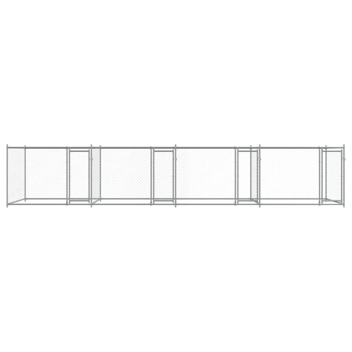Gabbia per Cani con Porte Grigia 8x2x1,5 m in Acciaio Zincato 3209575