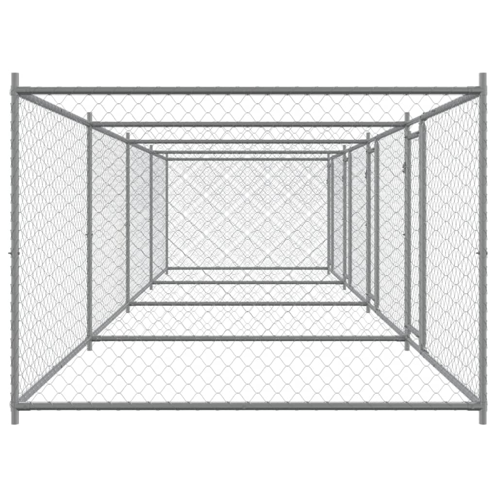 Gabbia per cani con porte 8 x 2 x 1,5 m acciaio zincato grigio 02_0041626