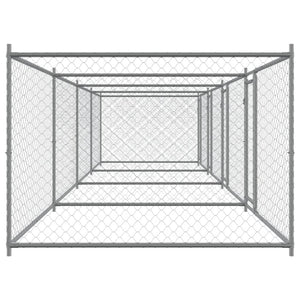 Gabbia per cani con porte 8 x 2 x 1,5 m acciaio zincato grigio 02_0041626