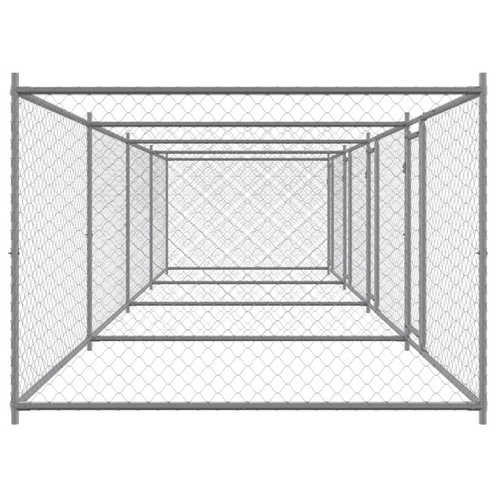 Gabbia per Cani con Porte Grigia 8x2x1,5 m in Acciaio Zincato 3209575