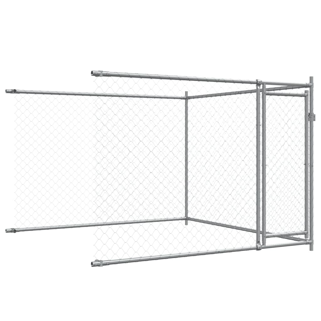 Gabbia per cani con porte 8 x 2 x 1,5 m acciaio zincato grigio 02_0041626
