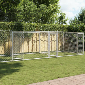 Gabbia per Cani con Porte Grigia 8x2x1,5 m in Acciaio Zincatocod mxl 110870