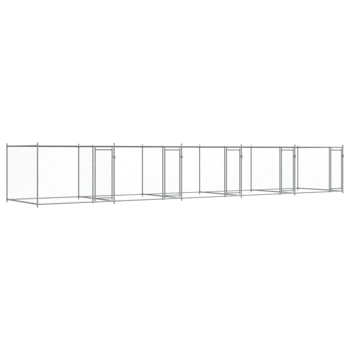 Gabbia per Cani con Porte Grigia 10x2x1,5 m in Acciaio Zincatocod mxl 86884