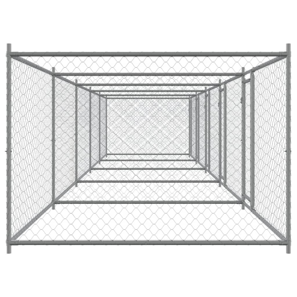 Gabbia per cani con porte 10 x 2 x 1,5 m acciaio zincato grigio 02_0041622