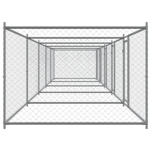 Gabbia per cani con porte 10 x 2 x 1,5 m acciaio zincato grigio 02_0041622