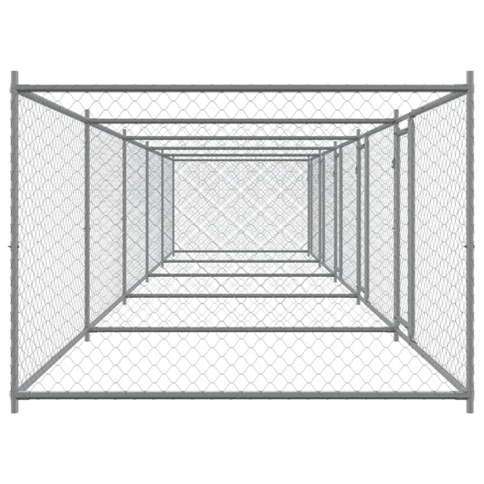 Gabbia per cani con porte 10 x 2 x 1,5 m acciaio zincato grigio 02_0041622