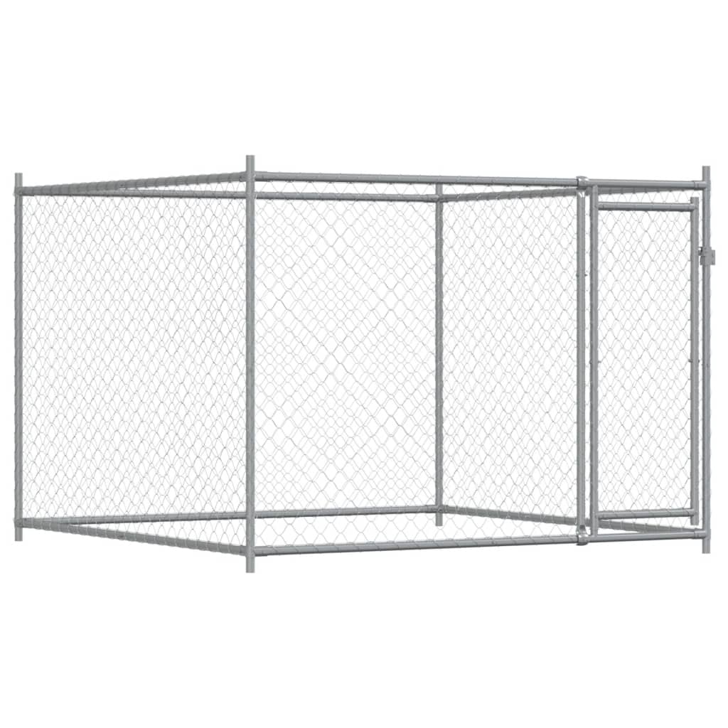 Gabbia per cani con porte 10 x 2 x 1,5 m acciaio zincato grigio 02_0041622