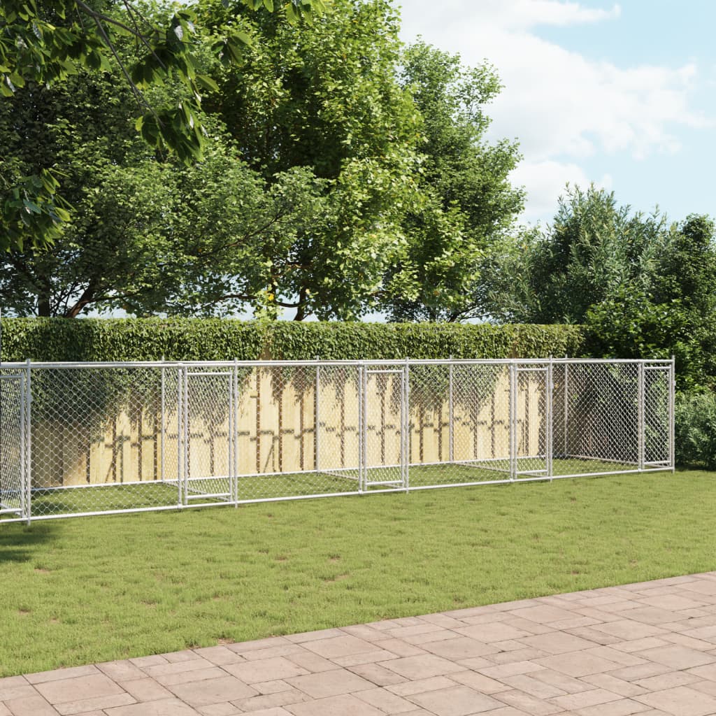 Gabbia per Cani con Porte Grigia 12x2x1,5 m in Acciaio Zincatocod mxl 110869