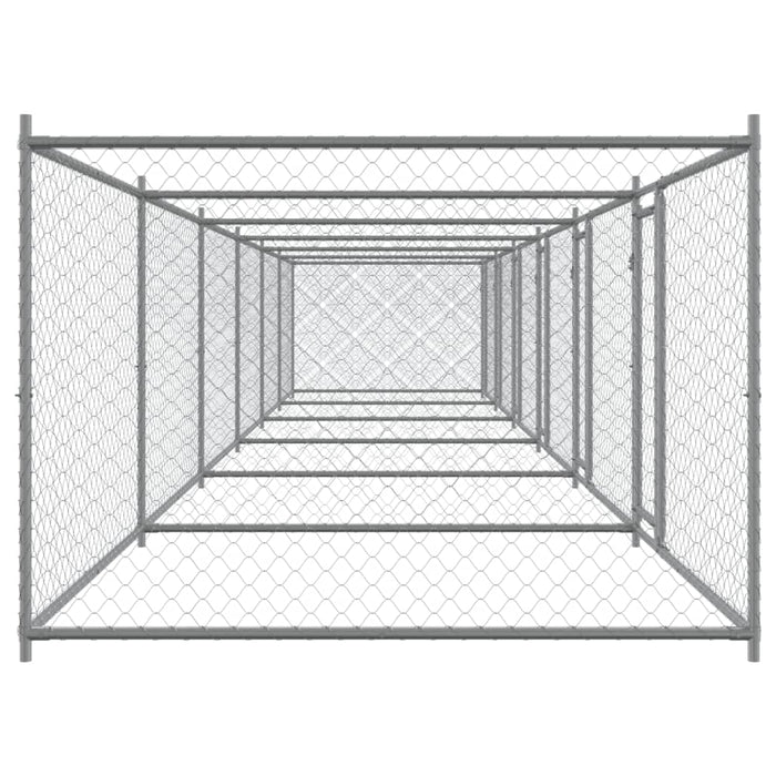 Gabbia per cani con porte 12 x 2 x 1,5 m acciaio zincato grigio 02_0041623