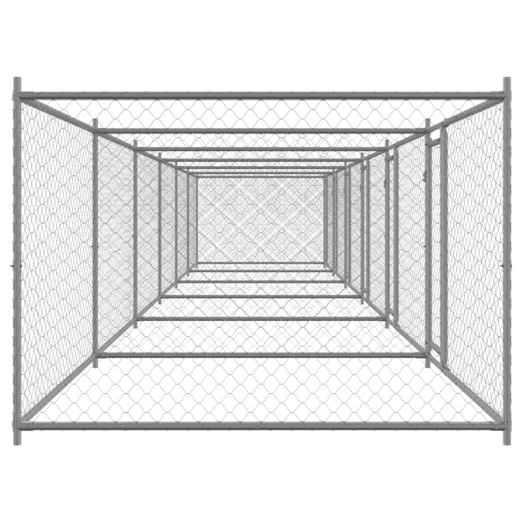 Gabbia per Cani con Porte Grigia 12x2x1,5 m in Acciaio Zincato 3209577