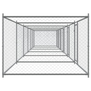 Gabbia per Cani con Porte Grigia 12x2x1,5 m in Acciaio Zincato 3209577