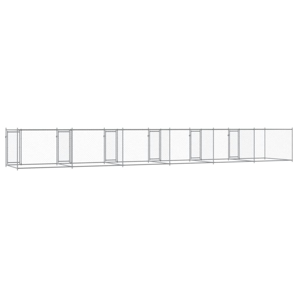 Gabbia per Cani con Porte Grigia 12x2x1,5 m in Acciaio Zincato 3209577